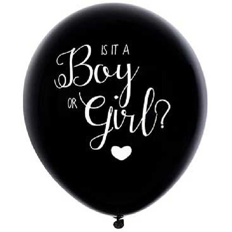 18in BLACK GENDER REVEAL BALLOON BLUE CONFETT