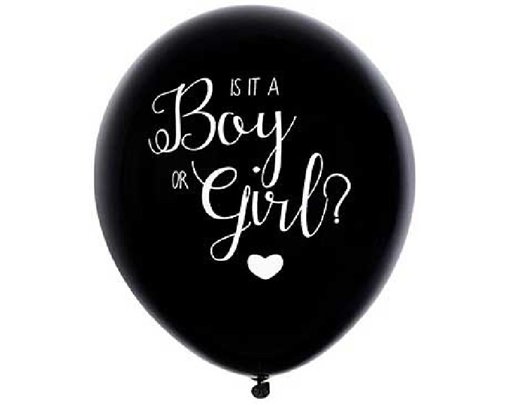 18in BLACK GENDER REVEAL BALLOON BLUE CONFETT