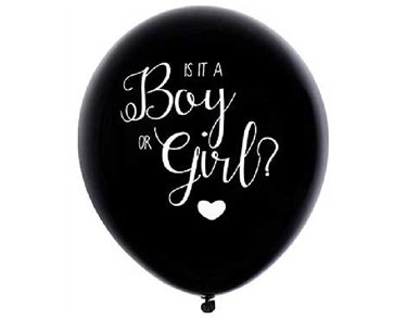 18in BLACK BALLOON GENDER REVEAL PINK CONFETT