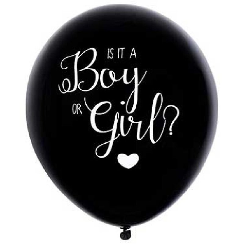 18in BLACK BALLOON GENDER REVEAL PINK CONFETT