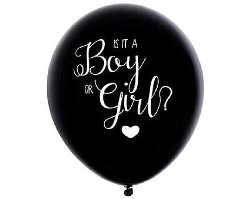 18in BLACK BALLOON GENDER REVEAL PINK CONFETT