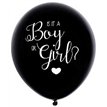 18in BLACK BALLOON GENDER REVEAL PINK CONFETT