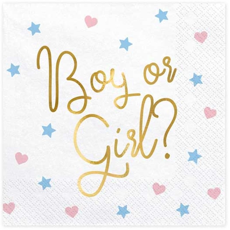 20PK 33x33cm BOY OR GIRL NAPKINS
