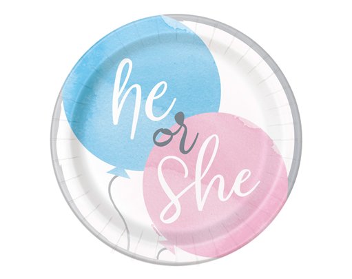 8PK 7in GENDER REVEAL PLATES