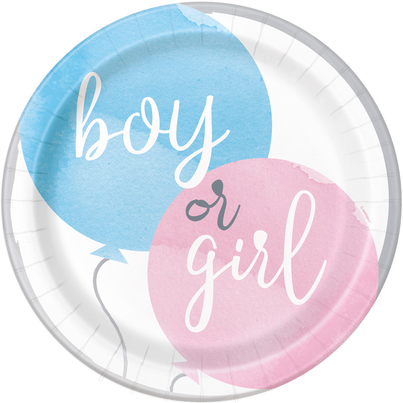 8PK 9in GENDER REVEAL PLATES