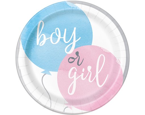 8PK 9in GENDER REVEAL PLATES