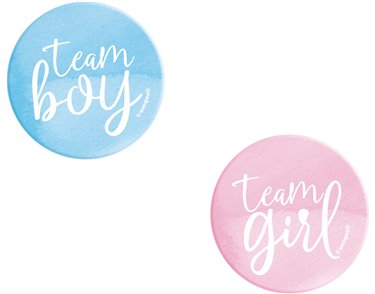 10PC TEAM BOY OR GIRL GENDER REVEAL BUTTONS