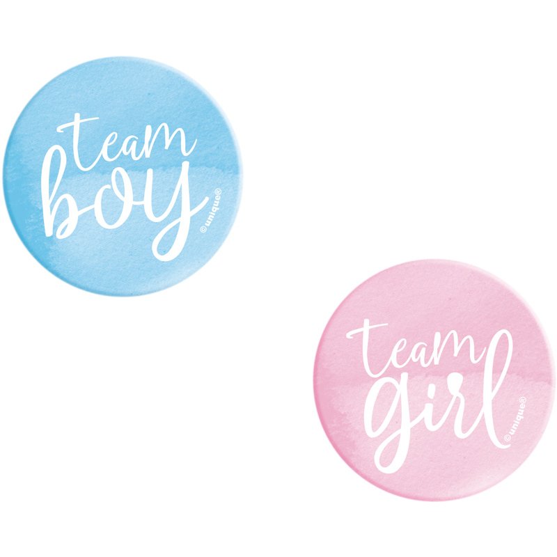 10PC TEAM BOY OR GIRL GENDER REVEAL BUTTONS