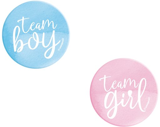 10PC TEAM BOY OR GIRL GENDER REVEAL BUTTONS