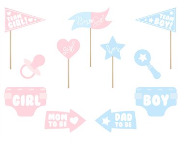 11PC GENDER REVEAL PHOTO PROPS