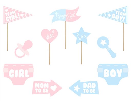 11PC GENDER REVEAL PHOTO PROPS