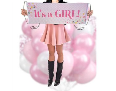 ITS A GIRL GENDER REVEAL PULL OUT BANNER