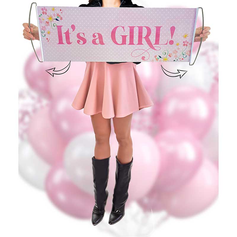 ITS A GIRL GENDER REVEAL PULL OUT BANNER