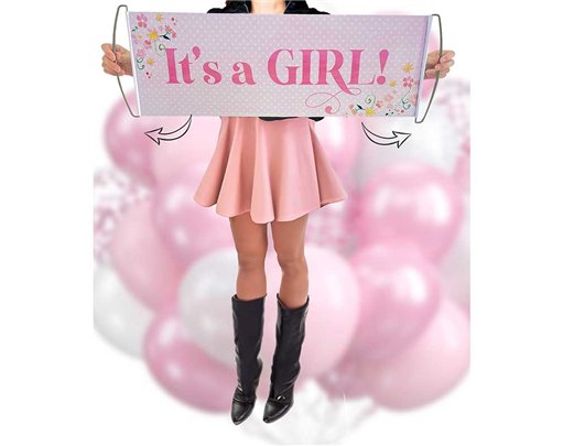 ITS A GIRL GENDER REVEAL PULL OUT BANNER