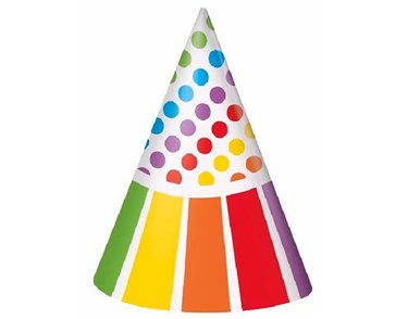 (8) RAINBOW PARTY HATS