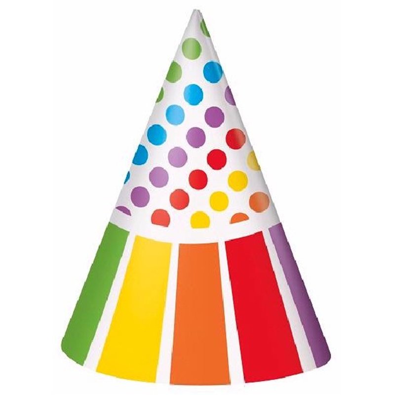 (8) RAINBOW PARTY HATS