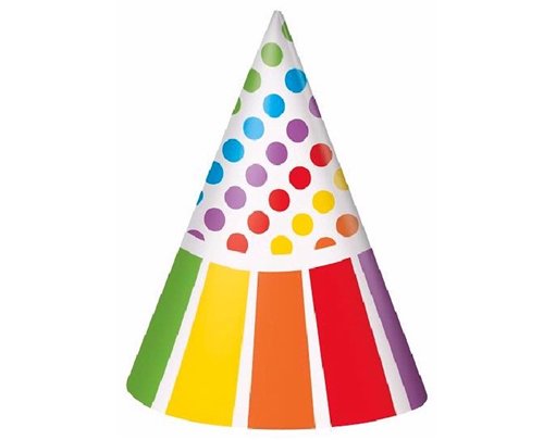 (8) RAINBOW PARTY HATS