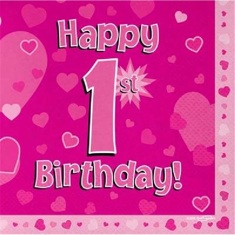 (16) 1ST B/DAY PINK NAPKINS