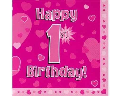 (16) 1ST B/DAY PINK NAPKINS