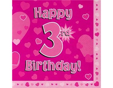 (16) 3RD B/DAY PINK NAPKINS