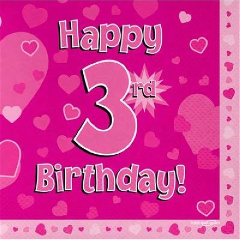 (16) 3RD B/DAY PINK NAPKINS