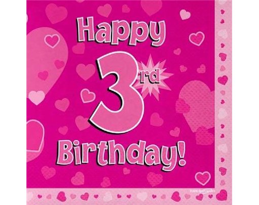 (16) 3RD B/DAY PINK NAPKINS