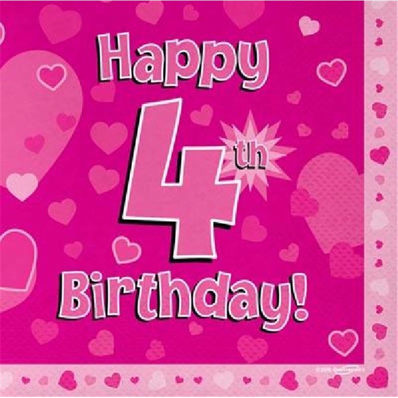(16) 4TH B/DAY PINK NAPKINS