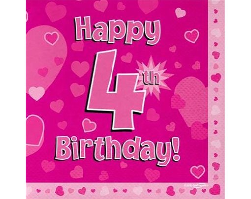 (16) 4TH B/DAY PINK NAPKINS
