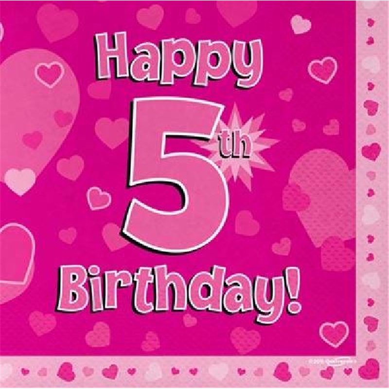 (16) 5TH B/DAY PINK NAPKINS
