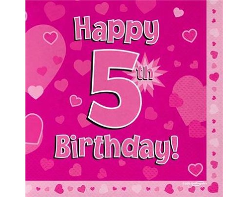 (16) 5TH B/DAY PINK NAPKINS