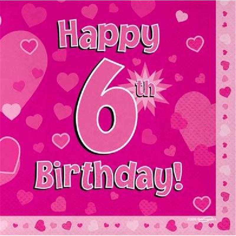 (16) 6TH B/DAY PINK NAPKINS