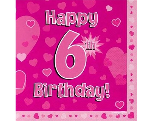(16) 6TH B/DAY PINK NAPKINS