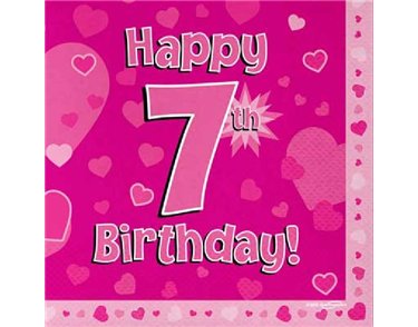(16) 7TH B/DAY PINK NAPKINS