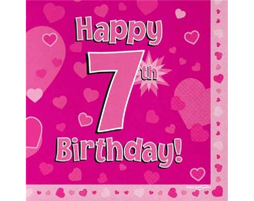 (16) 7TH B/DAY PINK NAPKINS