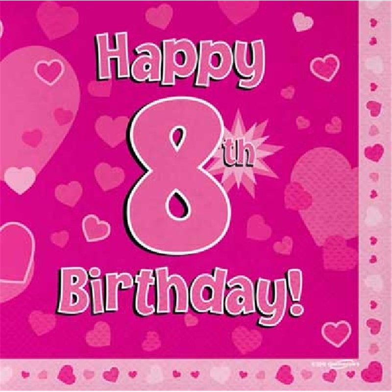 (16) 8TH B/DAY PINK NAPKINS