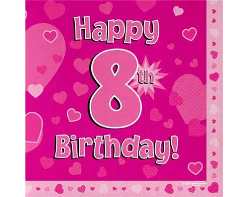 (16) 8TH B/DAY PINK NAPKINS