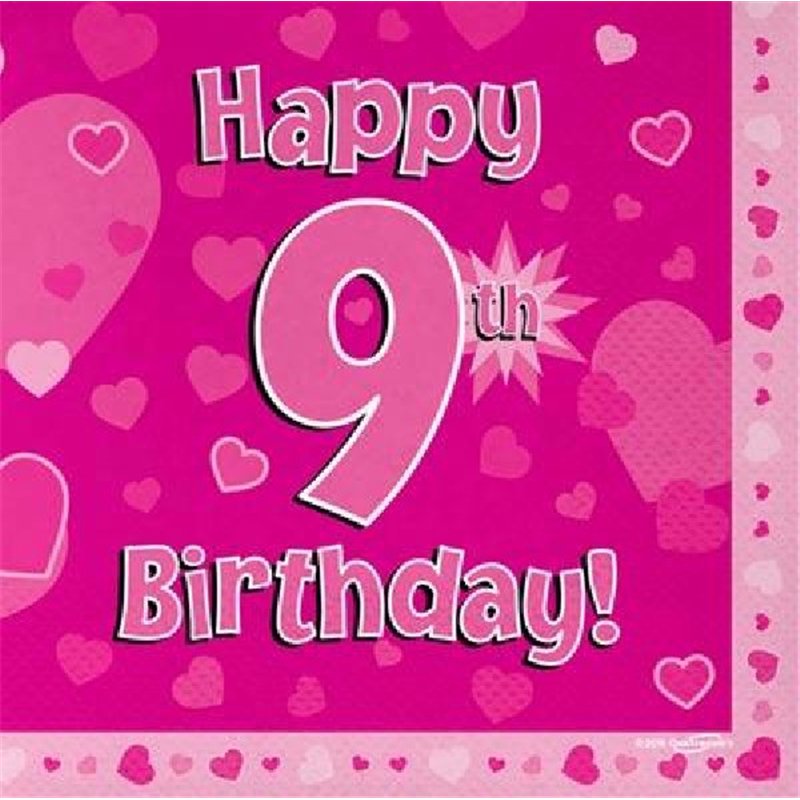 (16) 9TH B/DAY PINK NAPKINS