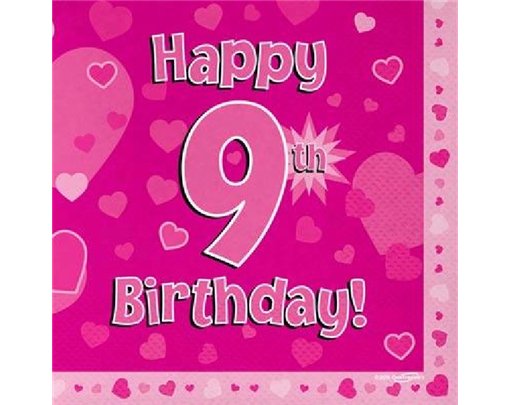 (16) 9TH B/DAY PINK NAPKINS