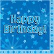 (16) HAPPY B/DAY BLUE NAPKINS
