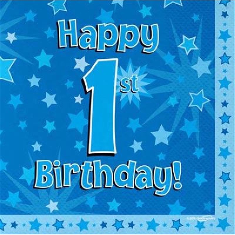 (16) 1ST B/DAY BLUE NAPKINS