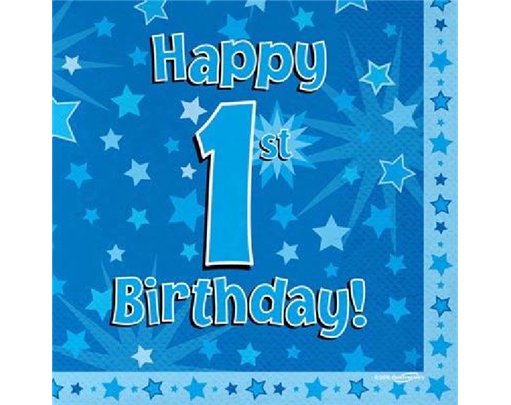 (16) 1ST B/DAY BLUE NAPKINS