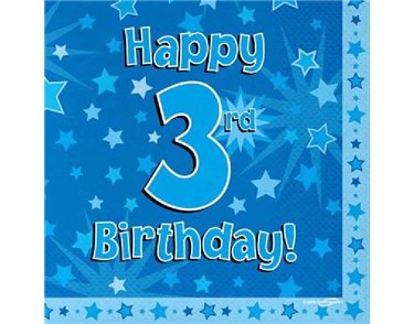 (16) 3RD B/DAY BLUE NAPKINS
