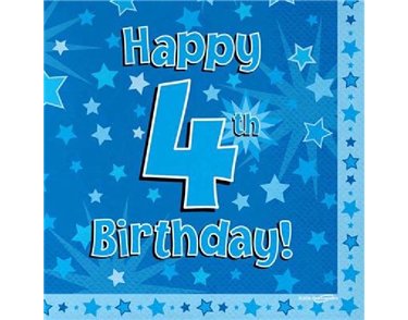 (16) 4TH B/DAY BLUE NAPKINS