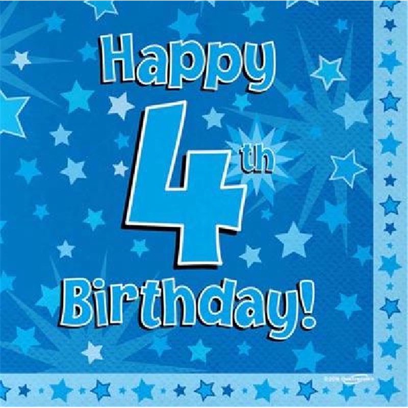 (16) 4TH B/DAY BLUE NAPKINS