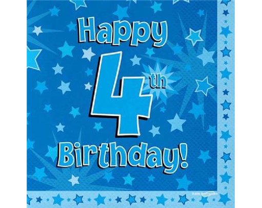 (16) 4TH B/DAY BLUE NAPKINS