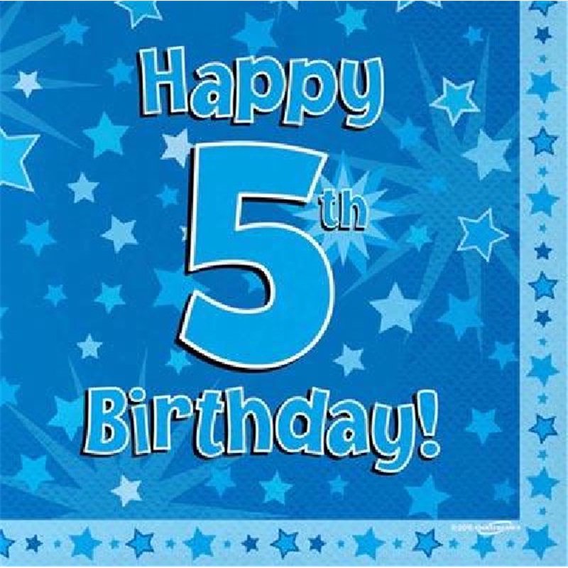 (16) 5TH B/DAY BLUE NAPKINS