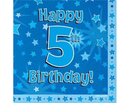 (16) 5TH B/DAY BLUE NAPKINS