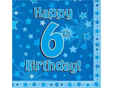 (16) 6TH B/DAY BLUE NAPKINS