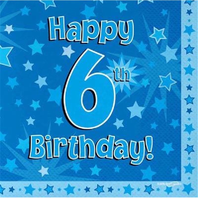 (16) 6TH B/DAY BLUE NAPKINS