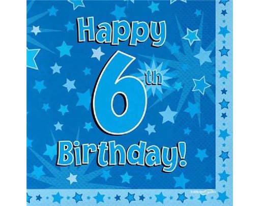 (16) 6TH B/DAY BLUE NAPKINS